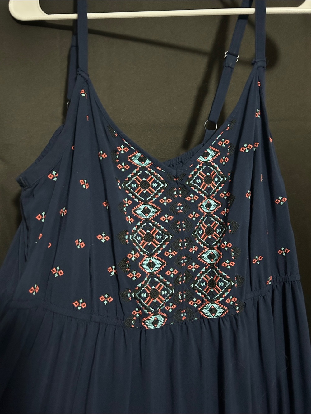 torrid Navy Blue Embroidered Tank Dress with Coral & Teal Accents